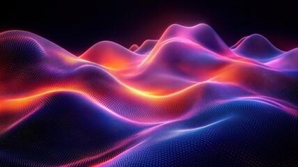 Fototapeta premium Colorful Flowing Waves with Abstract Light in a Dark Background