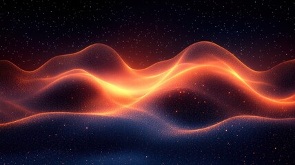 Fototapeta premium Abstract Digital Waves with Glowing Lines and Starry Background