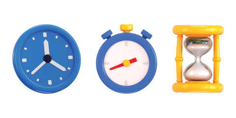 Round clock with stopwatch icon 3d render concept of clock icon vector illustration 