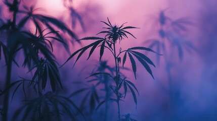 Obraz premium Silhouette Plants In Pink Purple Haze
