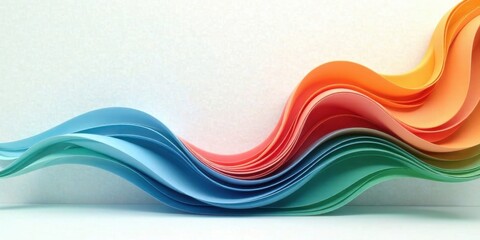 Fototapeta premium Abstract Colorful Paper Wave Design, Elegant Fluid Curves on a Light Background