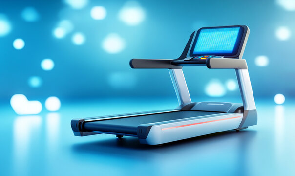 Modern treadmill with a sleek design in a bright, motivational setting.