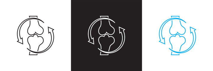 Two bones together icon and round arrows. isolated on white and black background. vector illustration. EPS 10