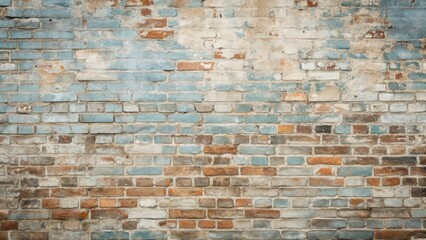 Textured Aged Brick Wall Background Rustic Architectural Detail with Weathered Blue and Brown Tones