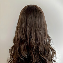 Fototapeta premium Wavy Brown Hair Back View Illustration