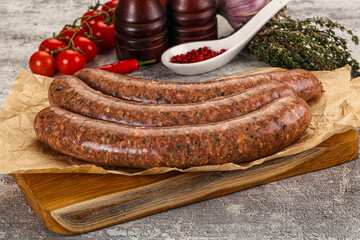 Raw beef and lamb sausages