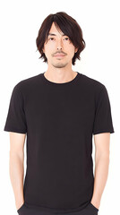 Fototapeta premium Man in Black T-Shirt - Realistic Portrait Illustration