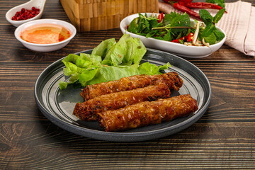 Fried Vietnamese spring roll with special sauce