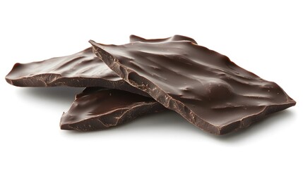 Dark Chocolate Bark A piece of 70 dark chocolate bark with a rough texture, highlighting its intense cocoa flavor