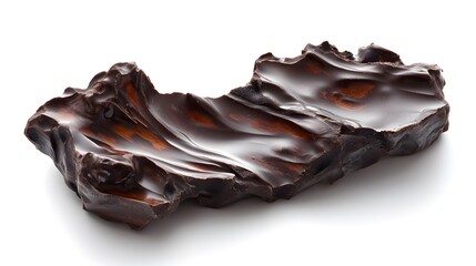 Dark Chocolate Bark A piece of dark chocolate bark with a rough texture, highlighting its intense cocoa flavor