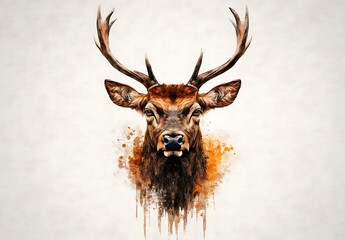 Digital Painting Of An Angry Deer Head