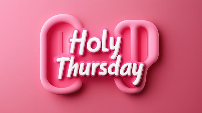 Holy thursday text design on pink background with 3d letter styling - Powered by Adobe