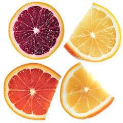Citrus fruit slices, studio shot, white background, healthy food