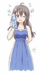 Anime Girl Illustration: Refreshing Summer Drink