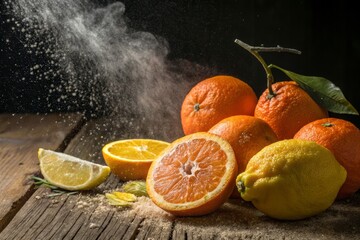 Vibrant Citrus Burst: Motion Blur Food Photography with Textured Backdrop