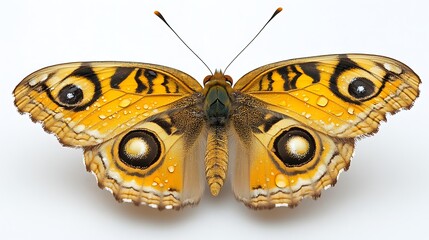 A Dew Kissed Yellow Butterfly With Dark Markings