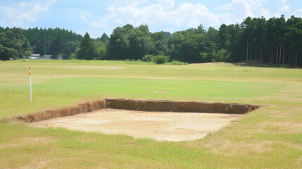 Obraz premium Golf Course Sand Trap Landscape Photo