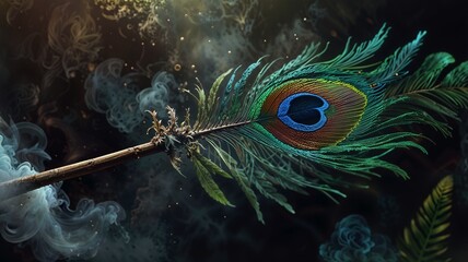 peacock feather close up