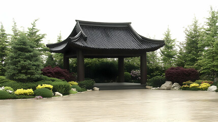 Fototapeta premium Serene Garden Gazebo Illustration