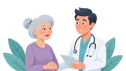 Doctors patiently consult the elderly