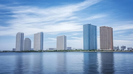 Naklejka premium Cityscape Waterfront Illustration