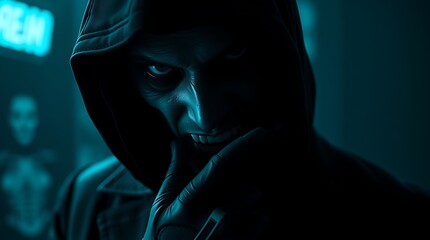 Sleek Cyberpunk Assassin in Neon-Lit Cityscape