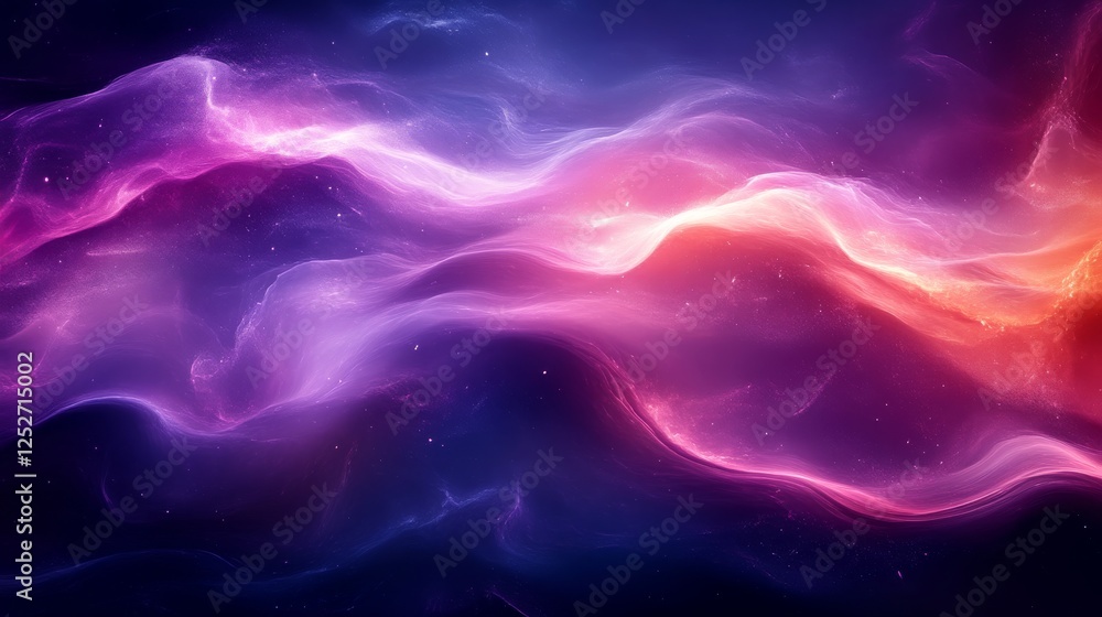 Poster cosmic nebula with swirling colors and starry background, abstract space art concept