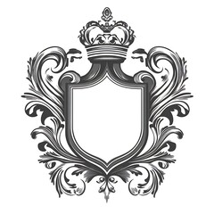 Ornate Shield with Crown Graphic Design