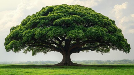 Fototapeta premium Majestic Green Tree In Open Field