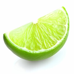 Lime wedge, juicy, citrus, bright, white background, food photography, recipe ingredient