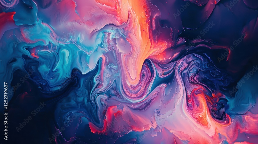 Poster an abstract trippy design with melting shapes in a kaleidoscope of colors.