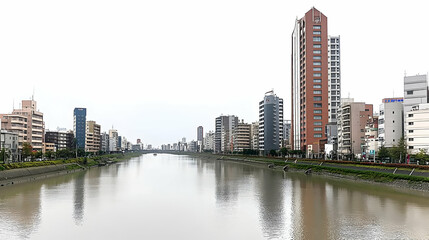 Fototapeta premium Urban Riverfront Cityscape Photo