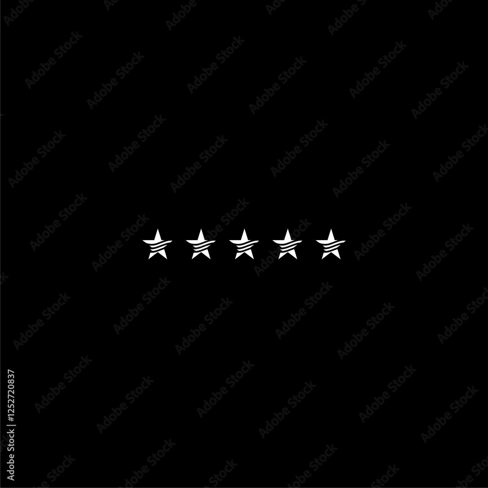 Poster five stars rating button icon isolated on dark background