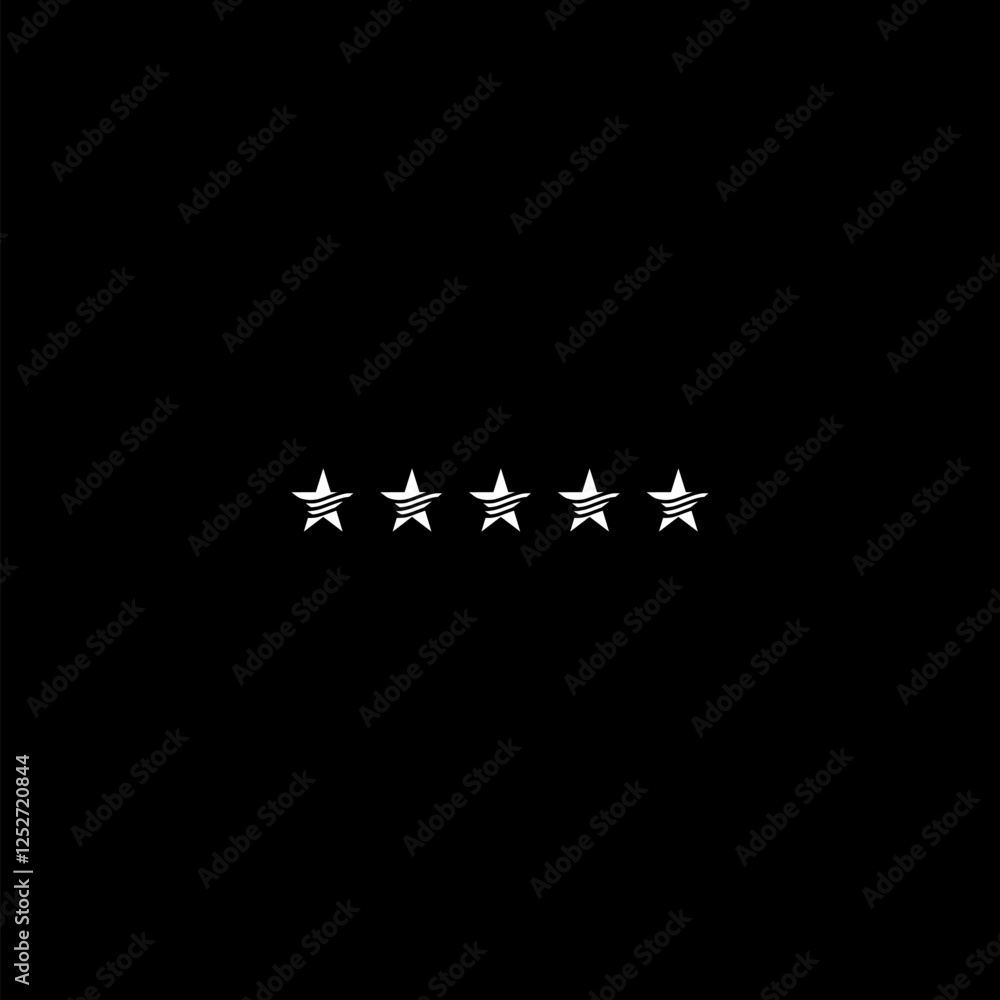 Poster five stars rating button icon isolated on dark background