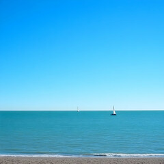 Obraz premium Serene Seascape Illustration: Sailboats on Calm Ocean