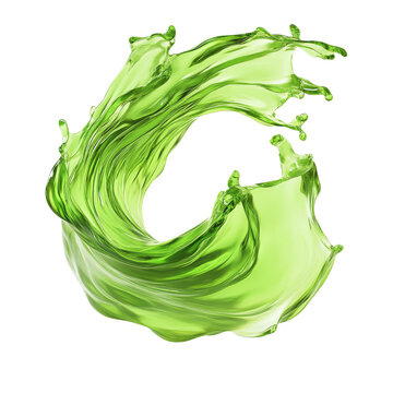 A vibrant green splash of liquid forms a circular shape, capturing motion and fluidity.