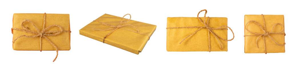 set of old paper gift box with bow element