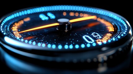 Futuristic Speedometer: Digital Chronometer Displaying 09 Seconds