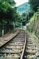 A lonely train track leading into the wilderness.