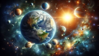 Ethereal Beauty: The Breathtaking Dance of Earth and Planets in Space,planet earth in space