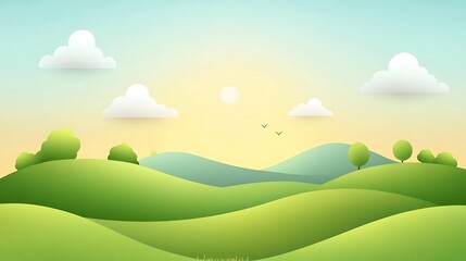 Obraz premium Serene Green Hills Under a Sunny Sky