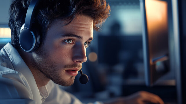 Customer support specialist engaged in work office portrait