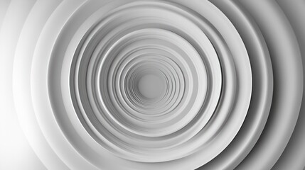 Abstract White Circular Tunnel: A 3D Render of Concentric Rings Creating a Depth Illusion