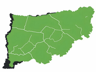 Obraz premium Green Regional Map 3D Illustration