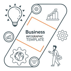 Minimalist business infographic template with clean icons and text boxes