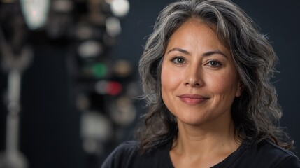 Fototapeta premium Professional Asian woman in production environment. Ideal for media industry, creative leadership, and workplace diversity content.