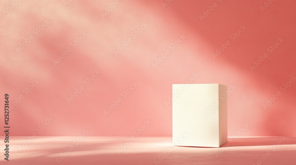Poster minimalist pink studio backdrop with white cube display