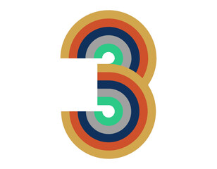 3　数字　ナンバー　デザイン　虹　カラー1