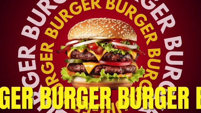 Burger animation video for advertising in social media 4k video 