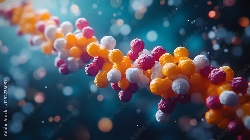 Aufkleber a colorful molecular structure illuminated against a blurred background, depicting the intricate des